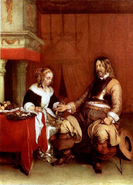 Soldaat biedt geld aan een meisje, Gerard ter Borch