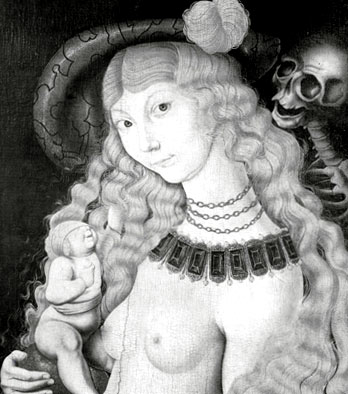 De dood op de loer - schilderij van Hans Baldung Grien